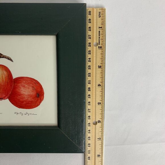 Farmhouse Framed Art Print Trio Of Apples Appears Original Artist Signed - Picture 6 of 7